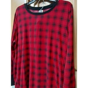 Ladies New pjs Pajamas Shirt matching pants by Borrow Croft Size XL Red & Black